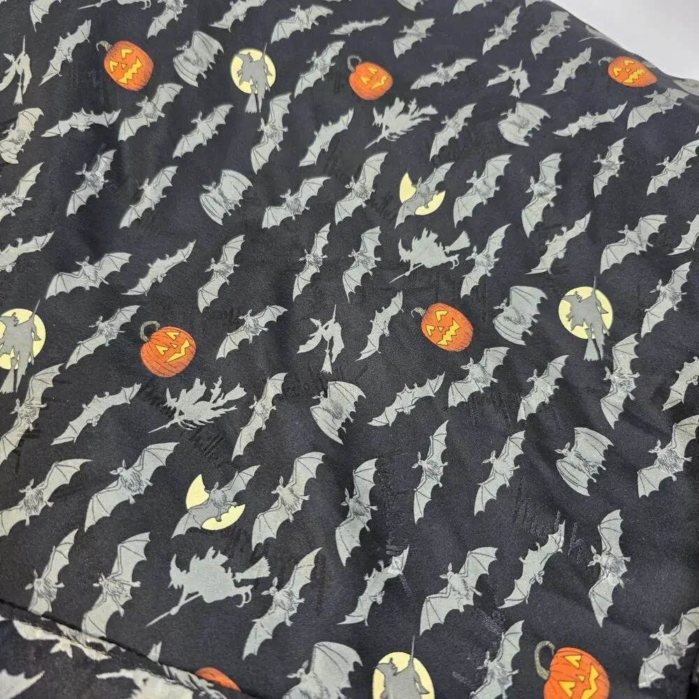 Vintage 1995 Nicole Miller Halloween Silk Scarf Bats Pumpkins Novelty 90s 42x42